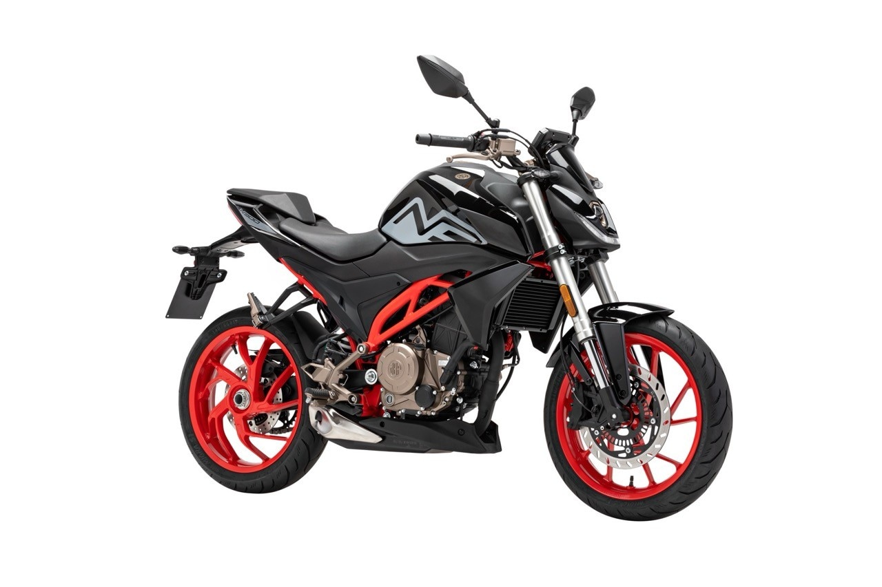 <div class='descrGalleryTitle'>N300</div><div class='descrGalleryText'><p><b>N300</b> è una piccola naked da, manco a dirlo, 300 cc di cilindrata, 298 per l’esattezza. <b>29 cavalli</b>, quindi ampiamente guidabile a 18 anni, solo 145 kg di peso a secco e un impatto estetico da moto più grande. Forcella rovesciata, Kayaba come il mono, frizione antisaltellamento, telaio a traliccio e addirittura un pregiato <b>forcellone monobraccio</b>.&nbsp;</p>
</div>